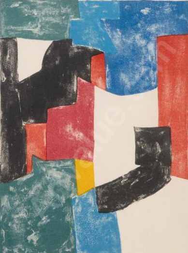 Poliakoff-composition-noir-bleu-et-rouge-Galerie Jeanne-Munich